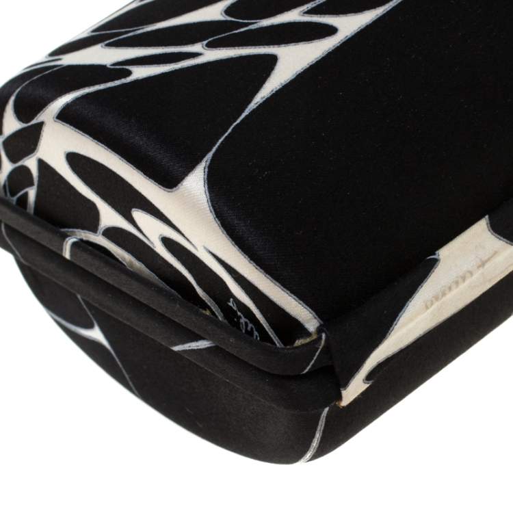 Pre Owned Emilio Pucci Black/White Satin Clutch