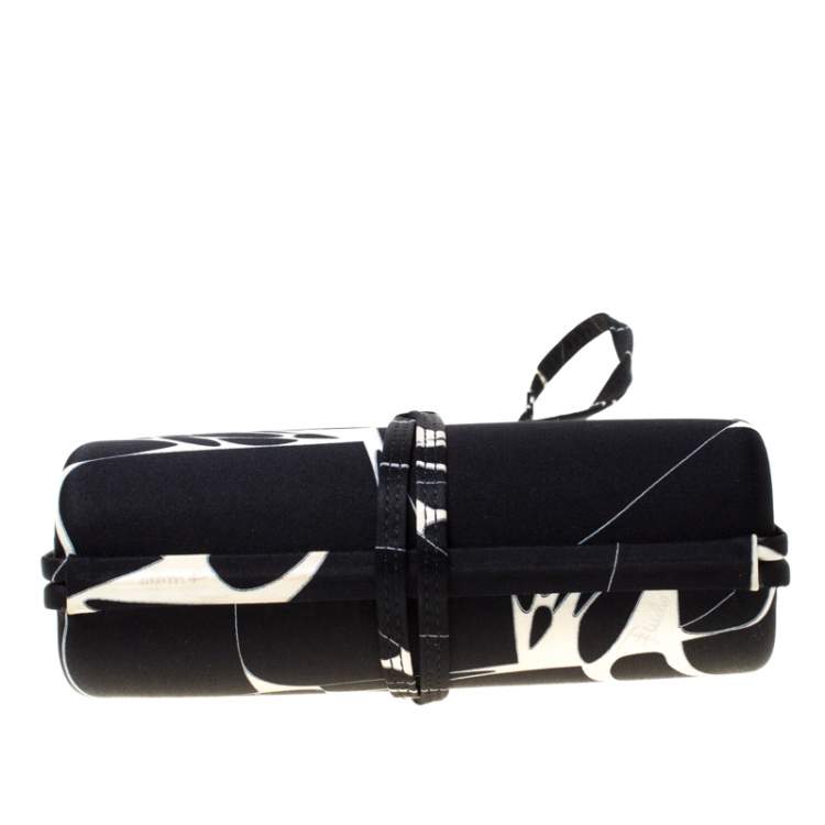 Pre Owned Emilio Pucci Black/White Satin Clutch