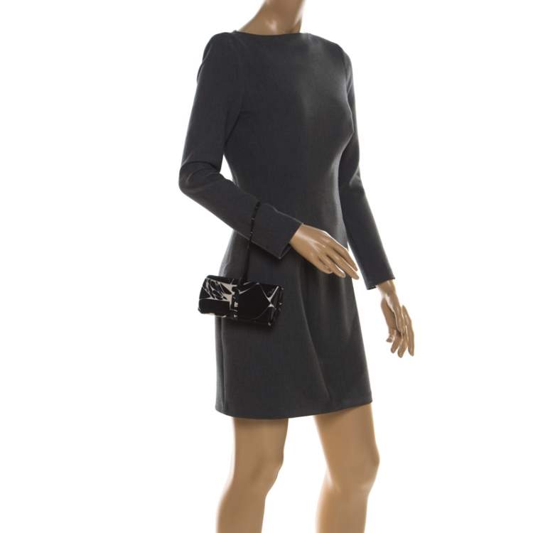 Pre Owned Emilio Pucci Black/White Satin Clutch