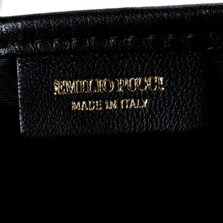 Pre Owned Emilio Pucci Black Leather Shopper Tote 