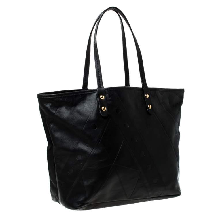 Pre Owned Emilio Pucci Black Leather Shopper Tote 