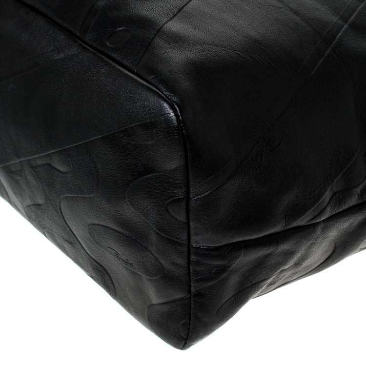 Pre Owned Emilio Pucci Black Leather Shopper Tote 