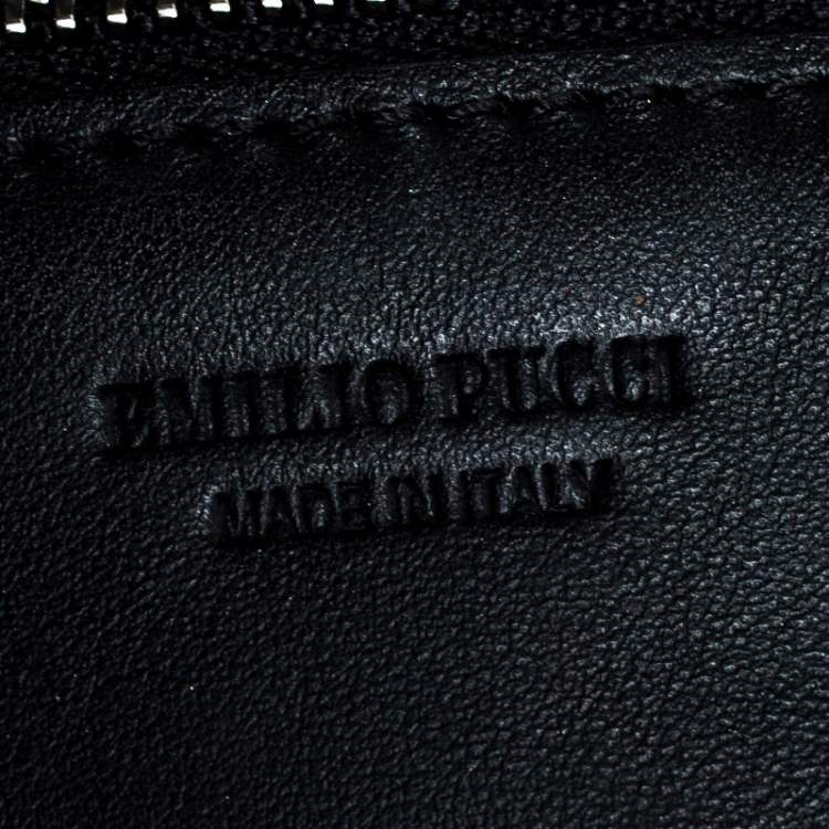 Pre Owned Emilio Pucci Black Fabric Fringe Macrame Shoulder Bag