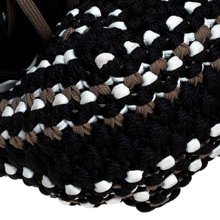 Pre Owned Emilio Pucci Black Fabric Fringe Macrame Shoulder Bag