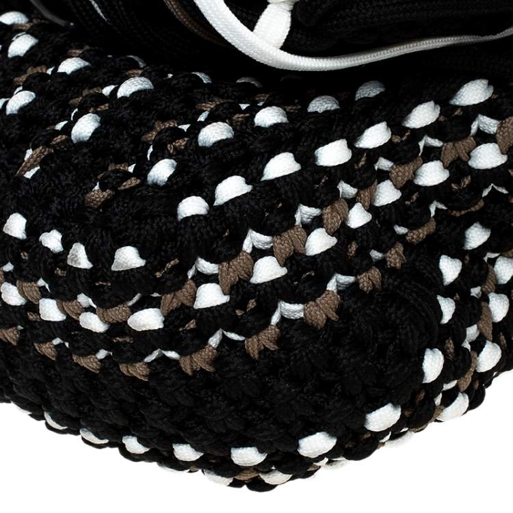 Pre Owned Emilio Pucci Black Fabric Fringe Macrame Shoulder Bag