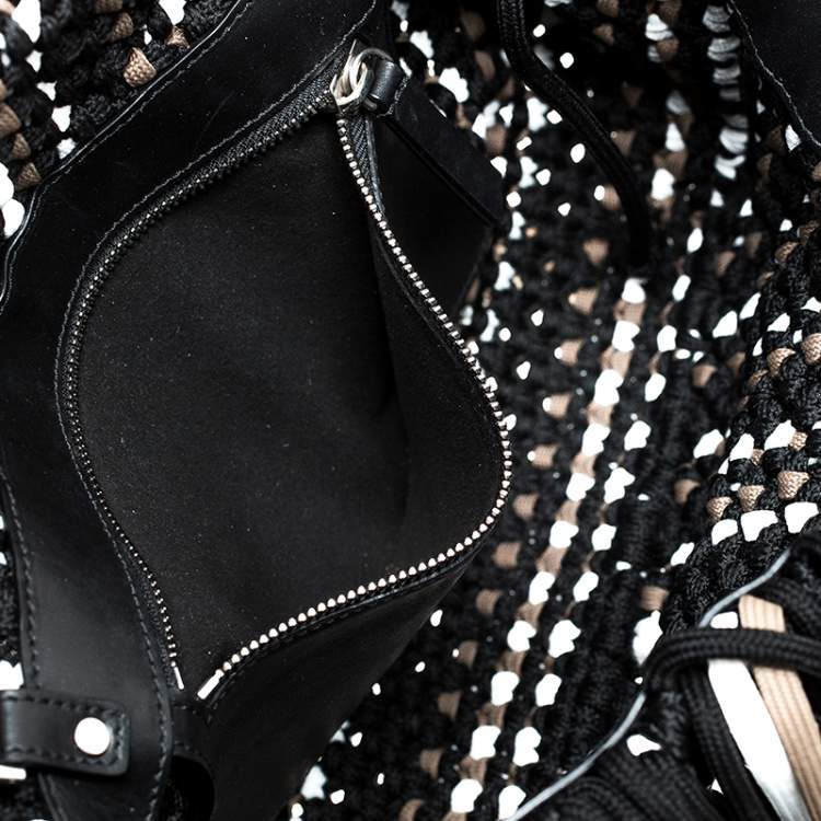 Pre Owned Emilio Pucci Black Fabric Fringe Macrame Shoulder Bag