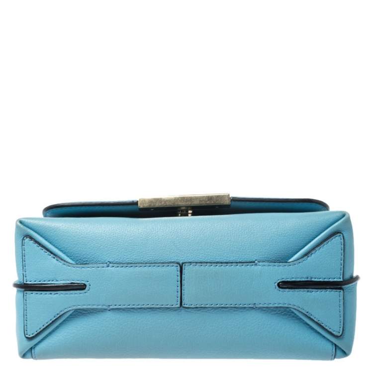 Pre Owned Emilio Pucci Light Blue Leather Newton Chain Shoulder Bag