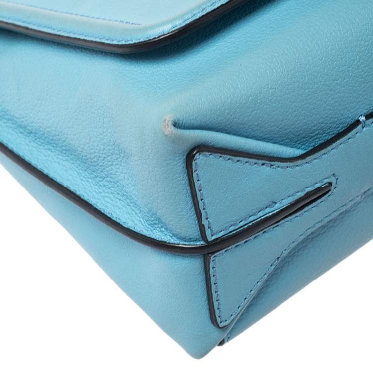 Pre Owned Emilio Pucci Light Blue Leather Newton Chain Shoulder Bag