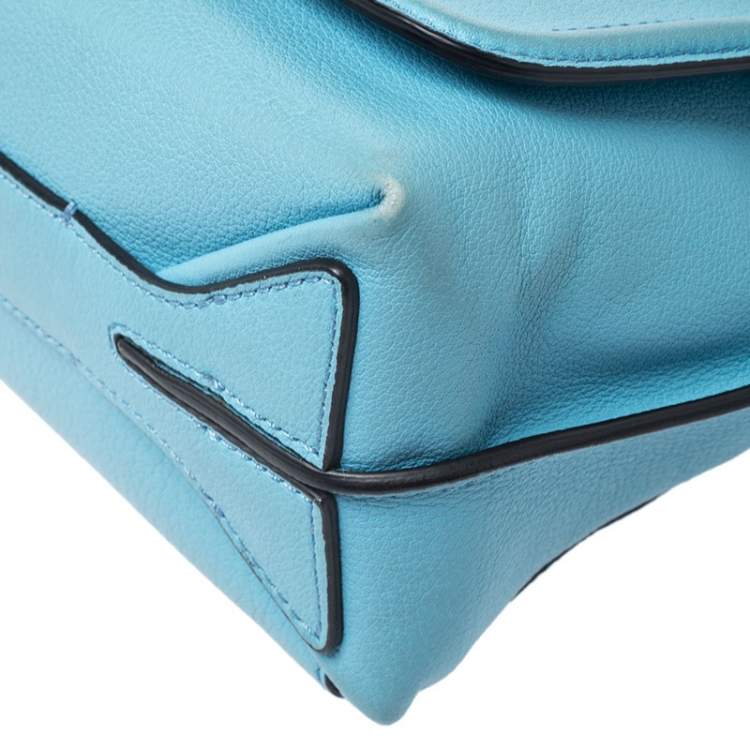 Pre Owned Emilio Pucci Light Blue Leather Newton Chain Shoulder Bag