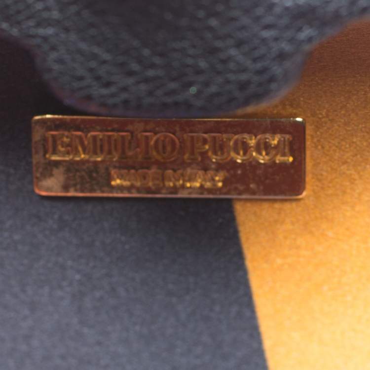 Pre Owned Emilio Pucci Brown Calfhair Eagle Box Clutch
