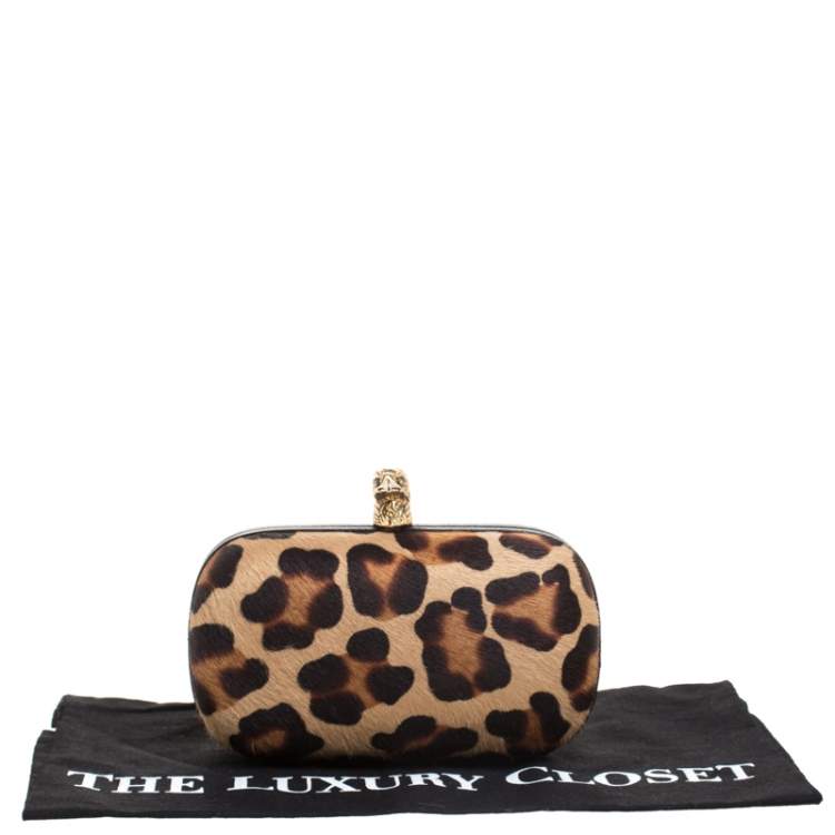 Pre Owned Emilio Pucci Brown Calfhair Eagle Box Clutch