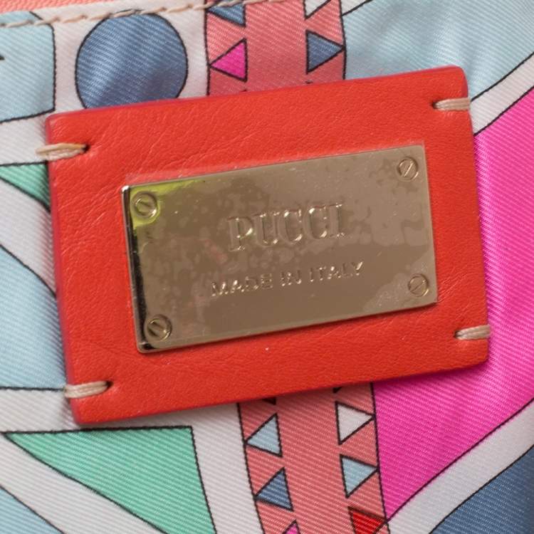 Pre Owned Emilio Pucci Multicolor Exotic and Leather Color Block Frame Clutch