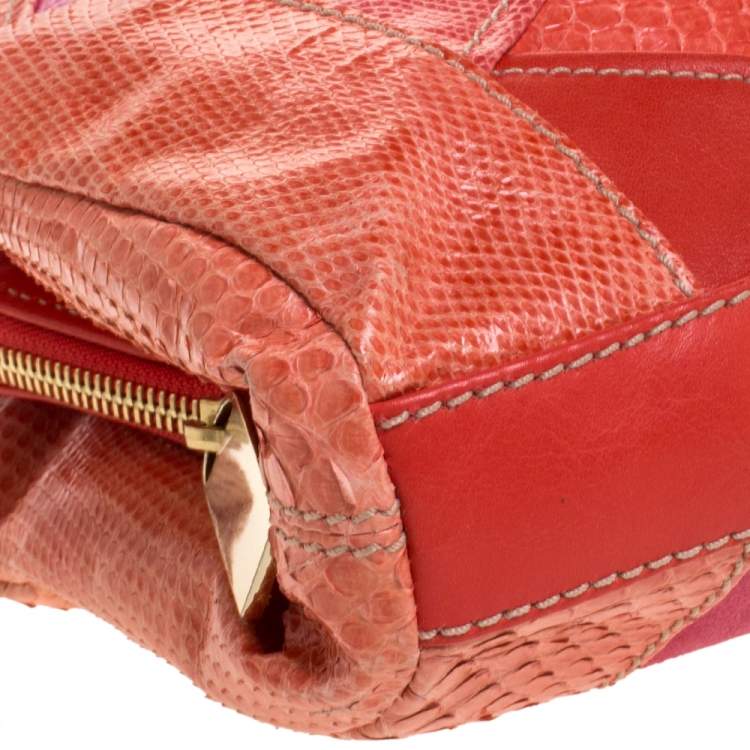 Pre Owned Emilio Pucci Multicolor Exotic and Leather Color Block Frame Clutch
