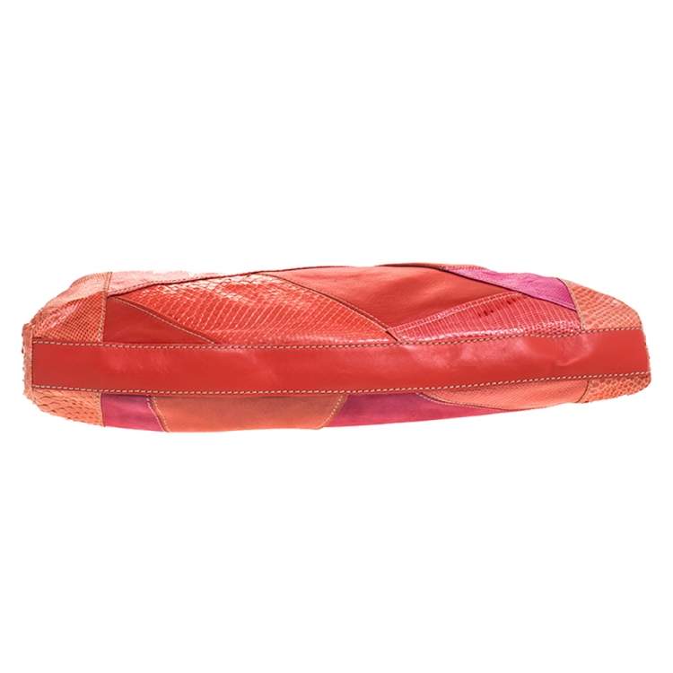 Pre Owned Emilio Pucci Multicolor Exotic and Leather Color Block Frame Clutch