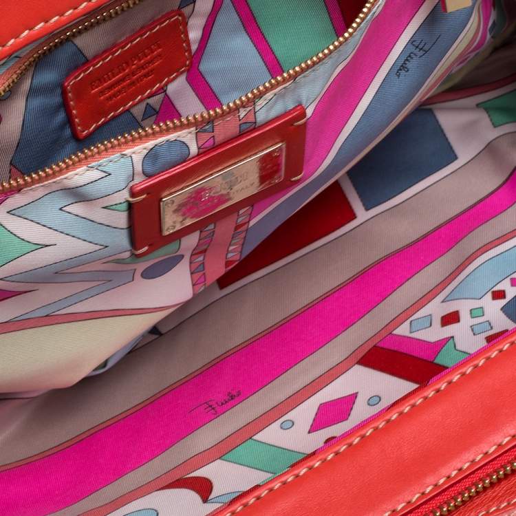 Pre Owned Emilio Pucci Multicolor Exotic and Leather Color Block Frame Clutch