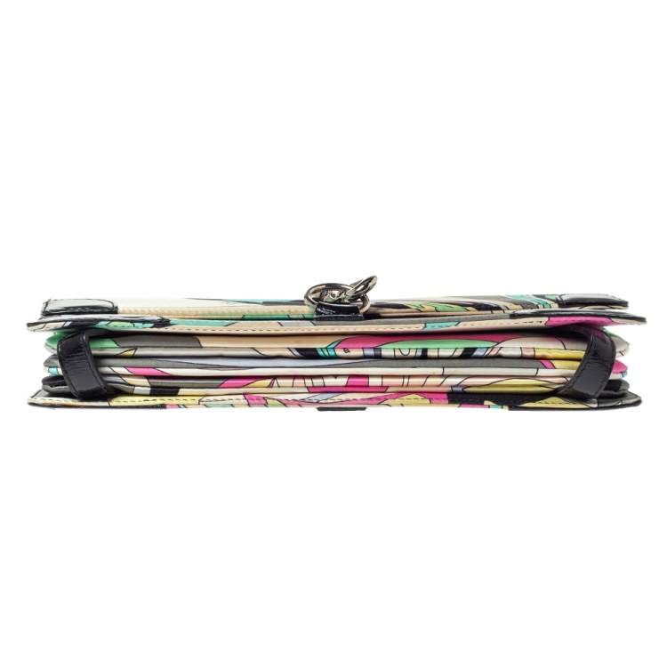 Pre Owned Emilio Pucci Multicolor Printed Satin and Patent Leather Clutch