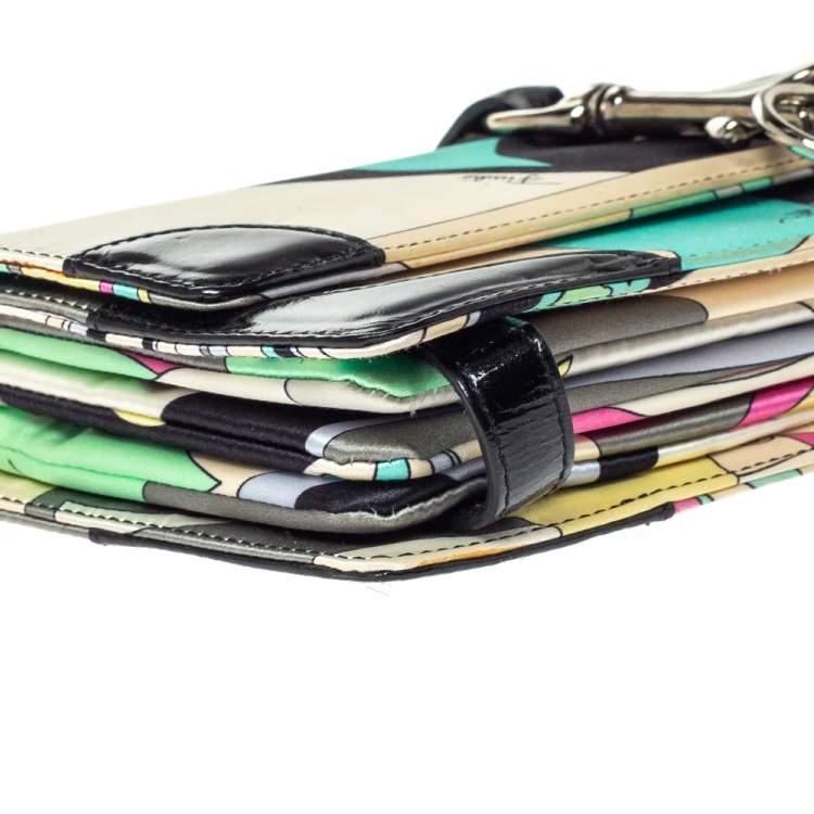 Pre Owned Emilio Pucci Multicolor Printed Satin and Patent Leather Clutch