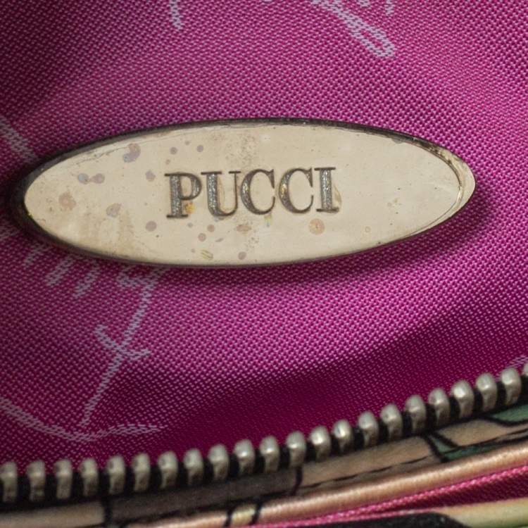 Pre Owned Emilio Pucci Multicolor Printed Satin and Patent Leather Clutch