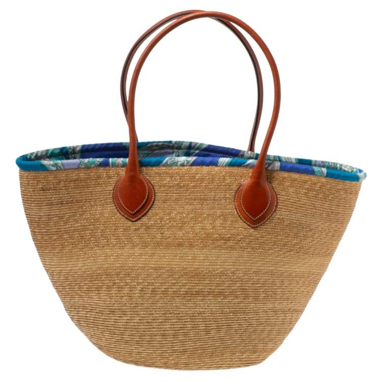 Pre Owned Emilio Pucci Beige/Brown Raffia and Leather Shopper Tote
