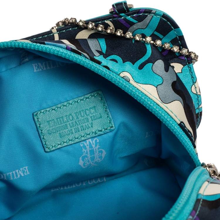 Pre Owned Emilio Pucci Multicolor Satin and Leather Chain Bag