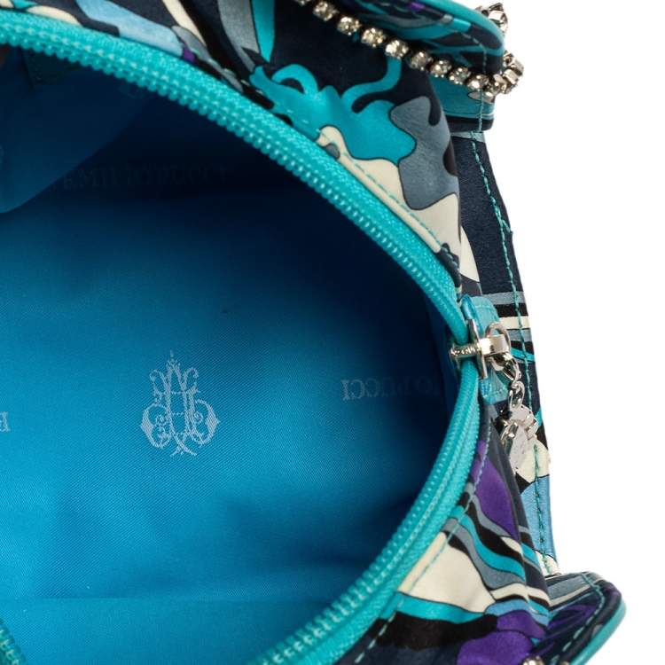 Pre Owned Emilio Pucci Multicolor Satin and Leather Chain Bag