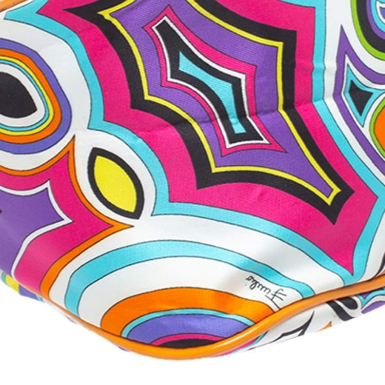 Pre Owned Emilio Pucci Multicolor Printed Fabric Double Pocket Shoulder Bag