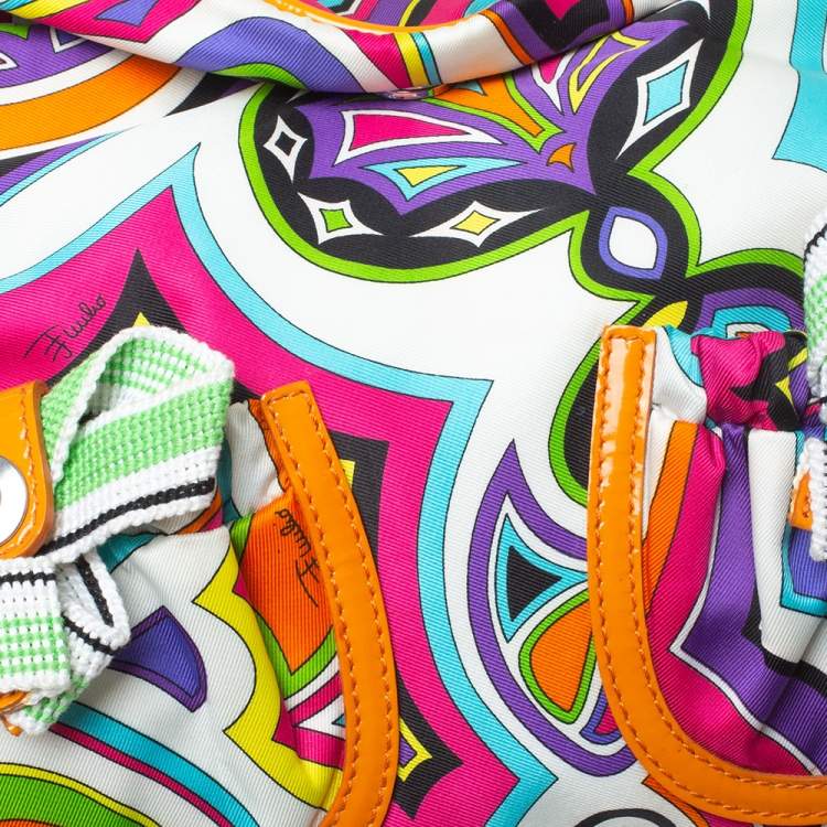 Pre Owned Emilio Pucci Multicolor Printed Fabric Double Pocket Shoulder Bag