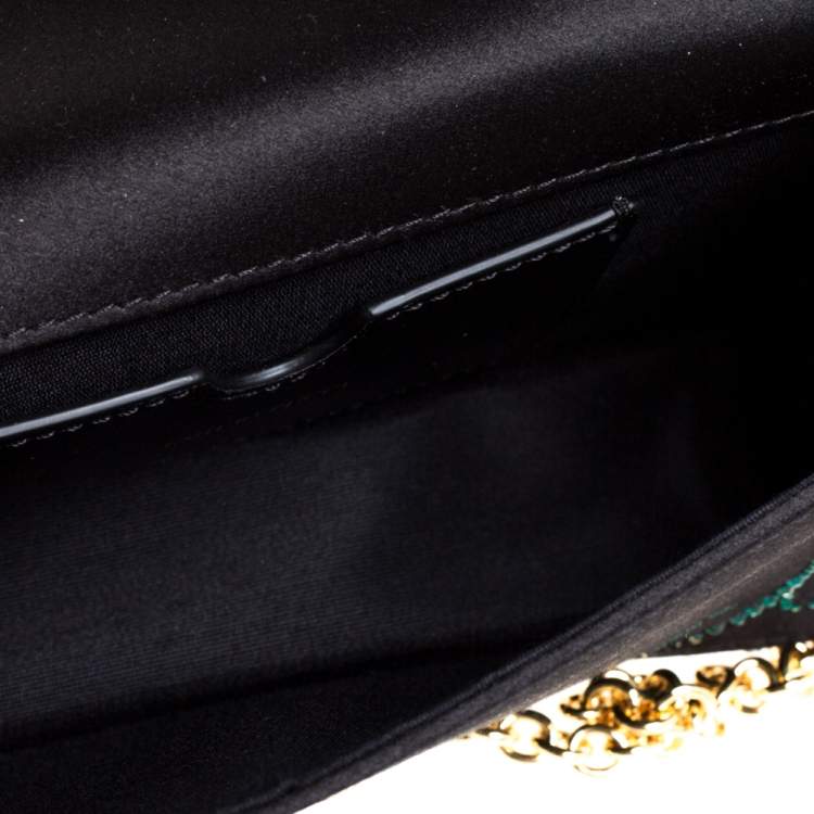 Pre Owned Emilio Pucci Black Leather Crystal Embellished Shoulder Bag 