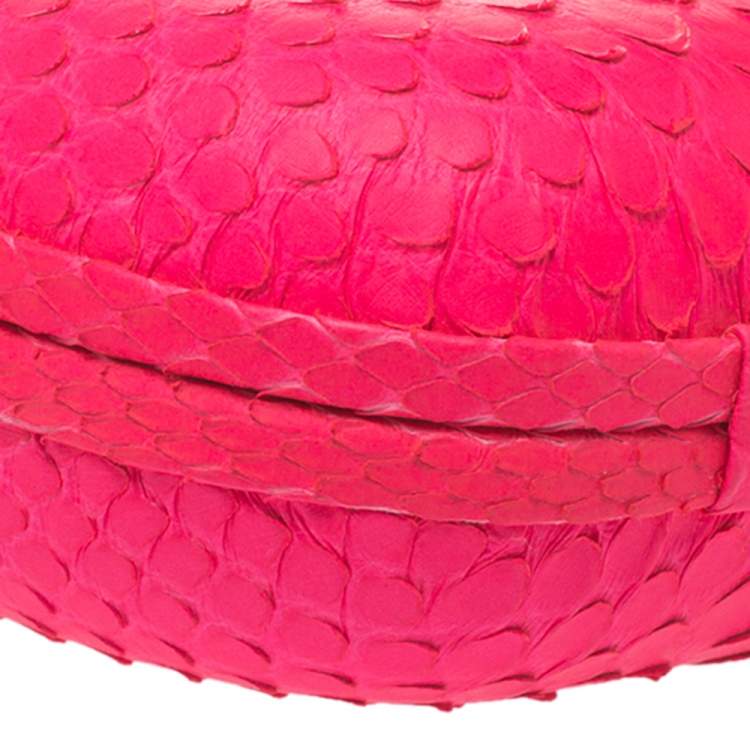 Pre Owned Emilio Pucci Neon Pink Python Eagle Box Clutch
