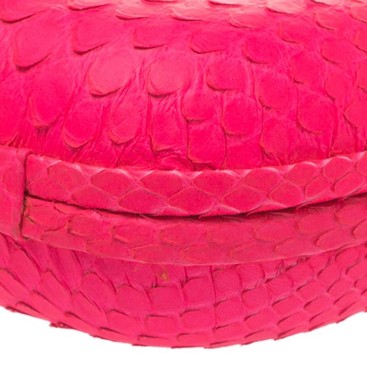 Pre Owned Emilio Pucci Neon Pink Python Eagle Box Clutch