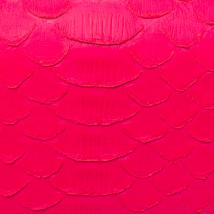 Pre Owned Emilio Pucci Neon Pink Python Eagle Box Clutch