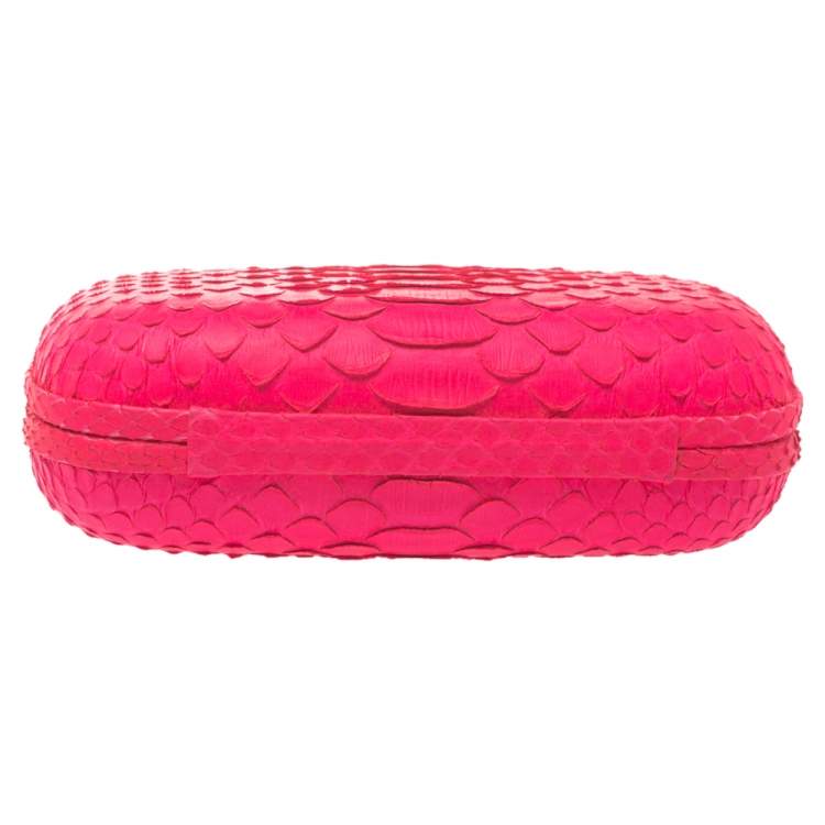 Pre Owned Emilio Pucci Neon Pink Python Eagle Box Clutch