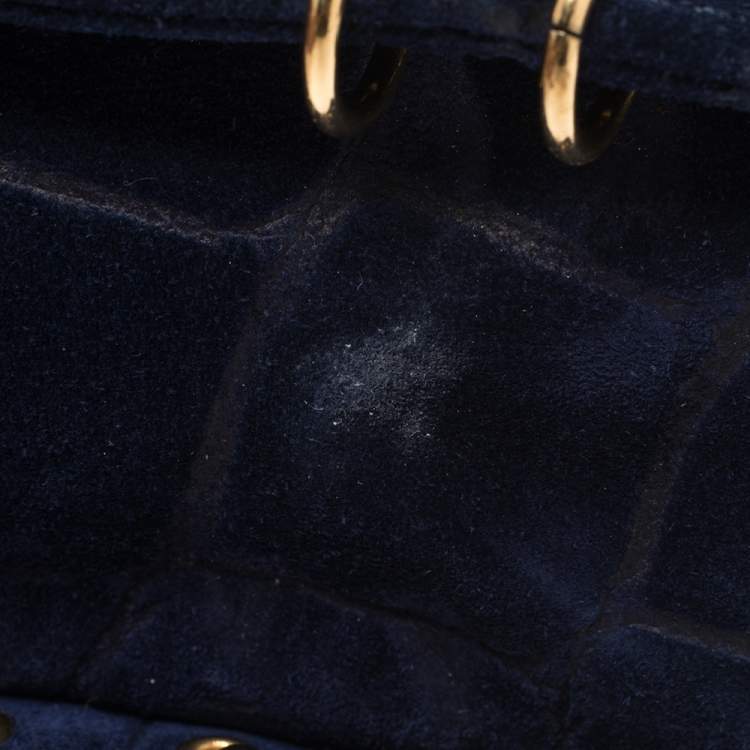 Pre Owned Emilio Pucci Royal Blue Suede Small Marquise Shoulder Bag