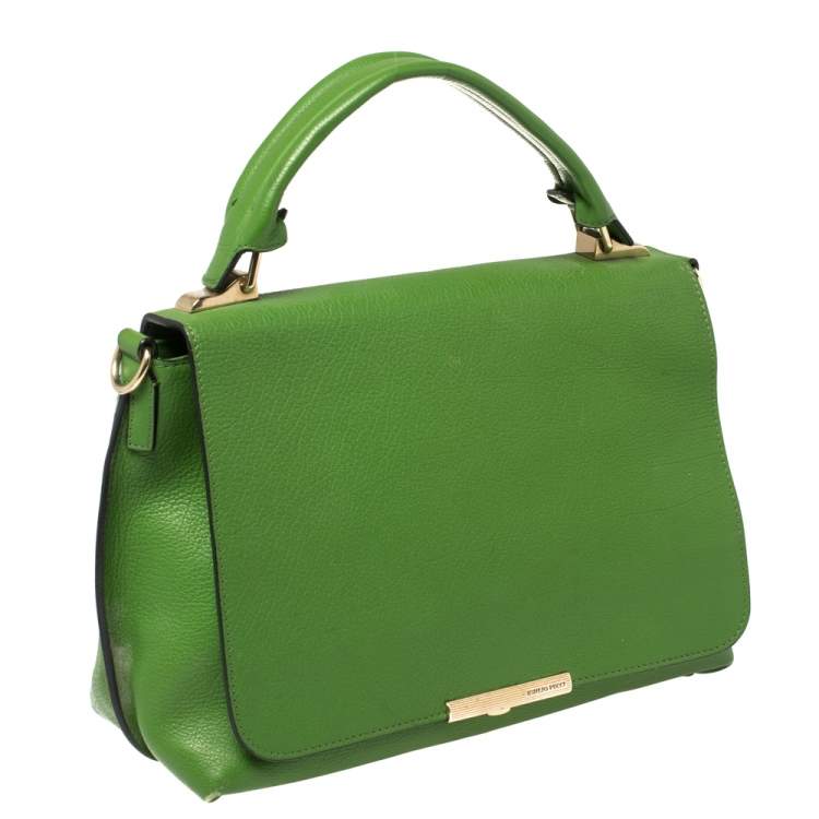 Pre Owned Emilio Pucci Green Leather Flap Top Handle Bag