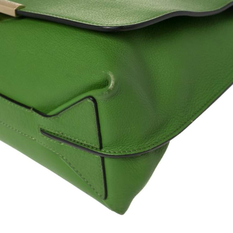 Pre Owned Emilio Pucci Green Leather Flap Top Handle Bag