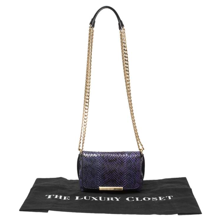 Pre Owned Emilio Pucci Indigo Python Flap Chain Crossbody Bag
