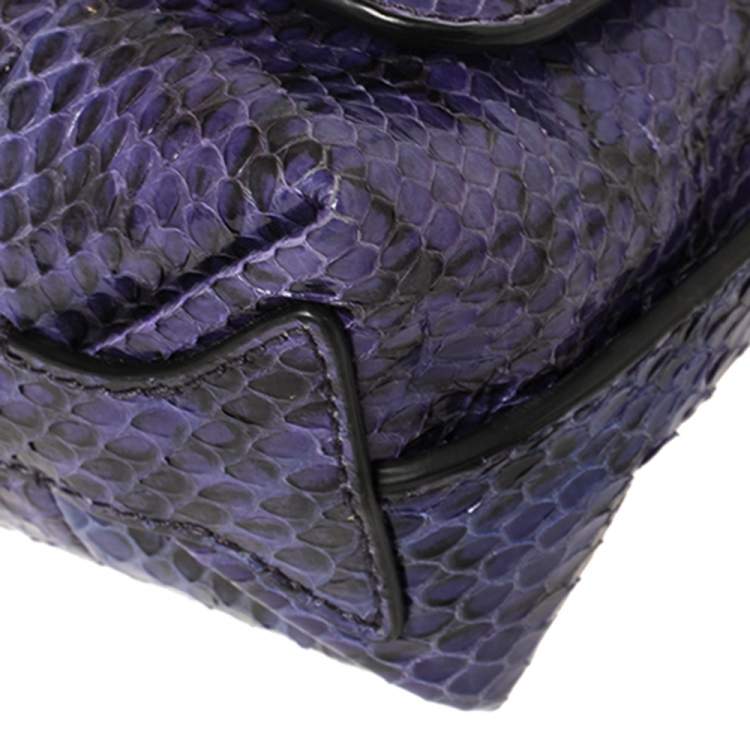 Pre Owned Emilio Pucci Indigo Python Flap Chain Crossbody Bag