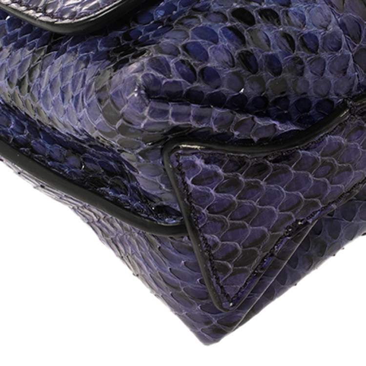 Pre Owned Emilio Pucci Indigo Python Flap Chain Crossbody Bag