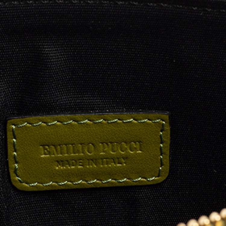 Pre Owned Emilio Pucci Multicolor Printed Coated Canvas and Leather Double Zip Crossbody Bag