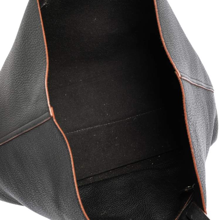 Pre Owned Emilio Pucci Black Grained Leather Printed Shopper Tote