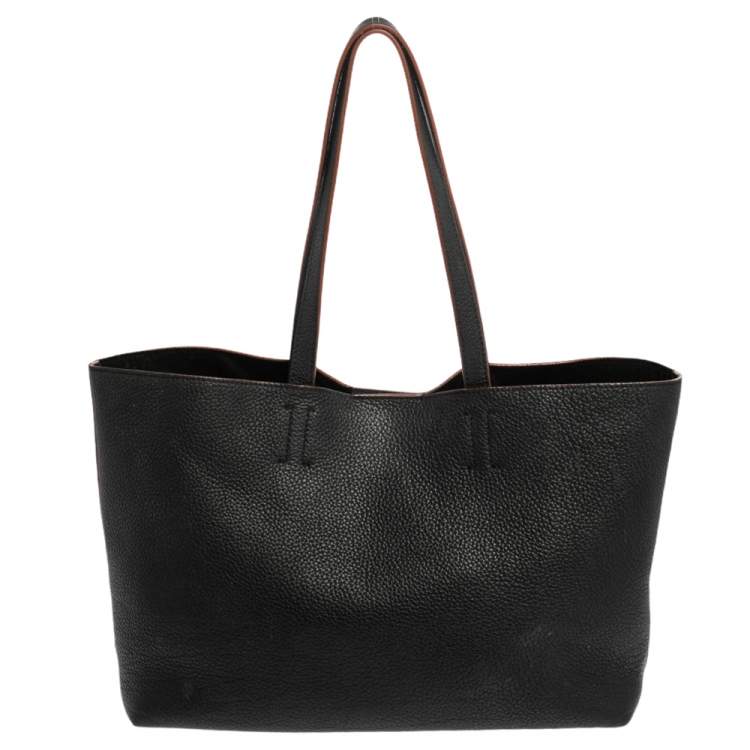 Pre Owned Emilio Pucci Black Grained Leather Printed Shopper Tote