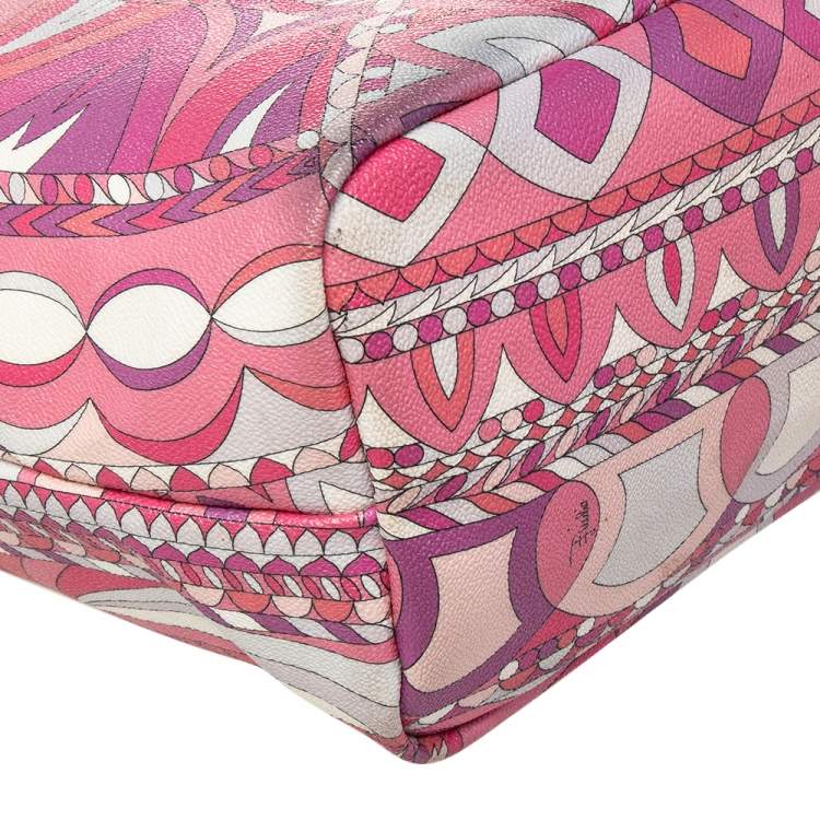 Pre Owned Emilio Pucci Pink Coated Canvas Tote