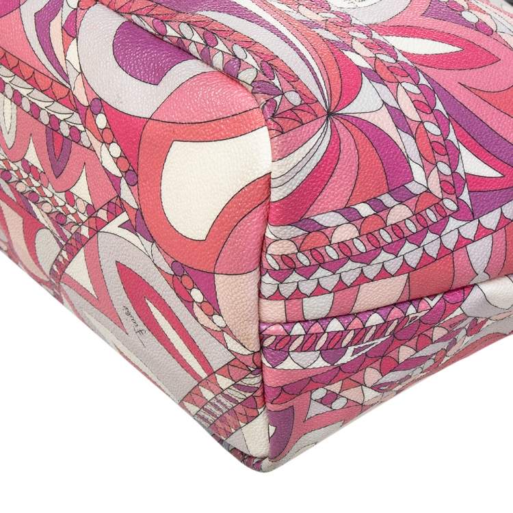 Pre Owned Emilio Pucci Pink Coated Canvas Tote