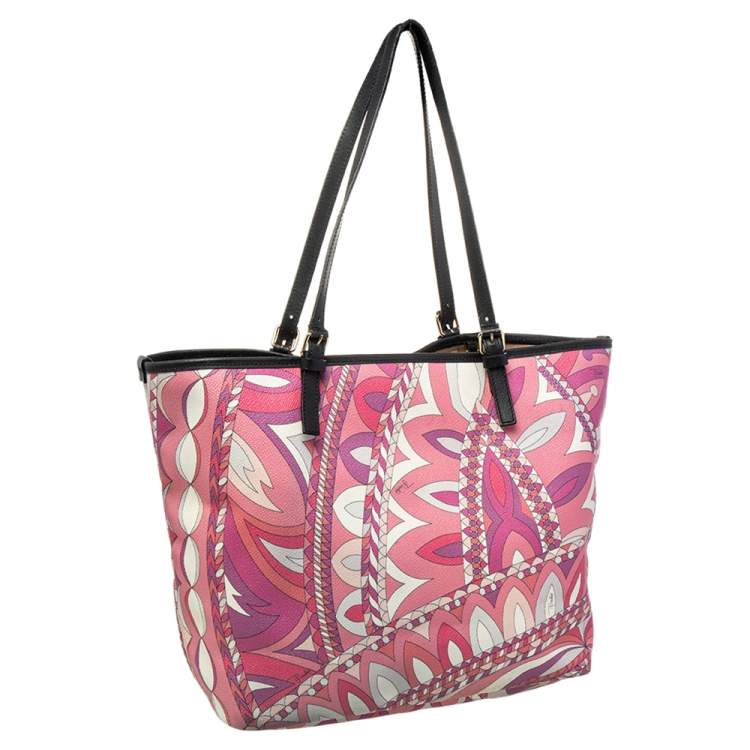 Pre Owned Emilio Pucci Pink Coated Canvas Tote