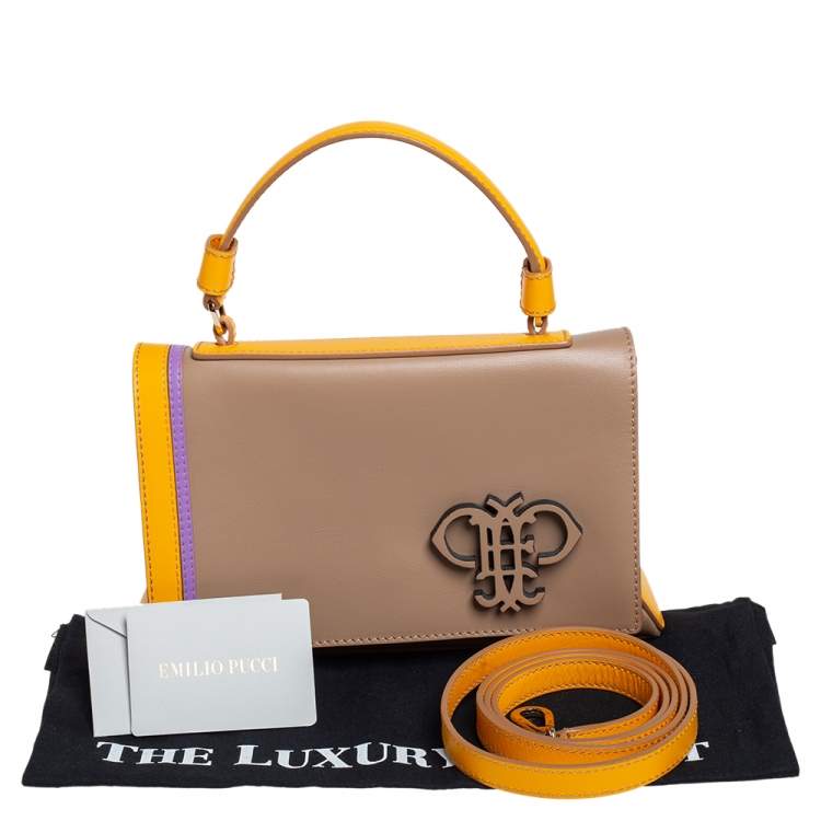 Pre Owned Emilio Pucci Tri Color Leather Mini Pilot Top Handle Bag