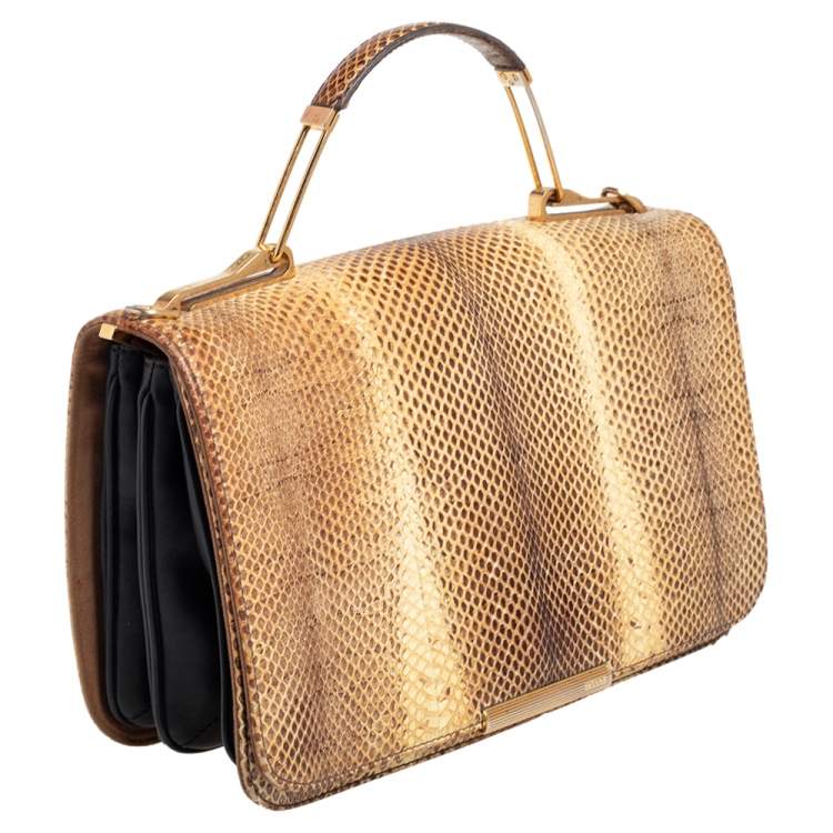 Pre Owned Emilio Pucci Beige/Brown Python Leather Newton Shoulder Bag