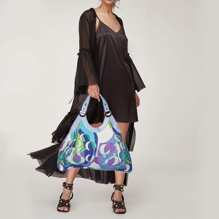 Pre Owned Emilio Pucci Multicolor Printed Fabric and Leather Hobo
