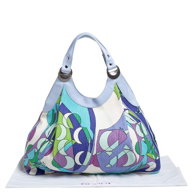 Pre Owned Emilio Pucci Multicolor Printed Fabric and Leather Hobo