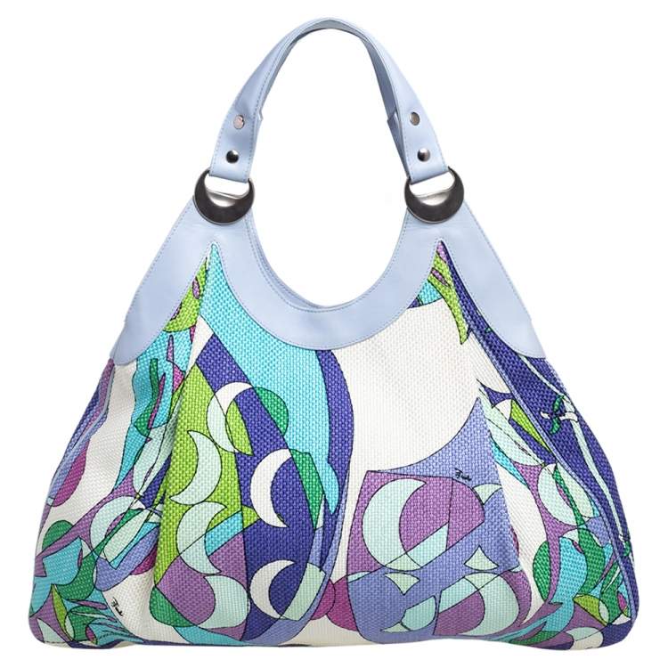 Pre Owned Emilio Pucci Multicolor Printed Fabric and Leather Hobo