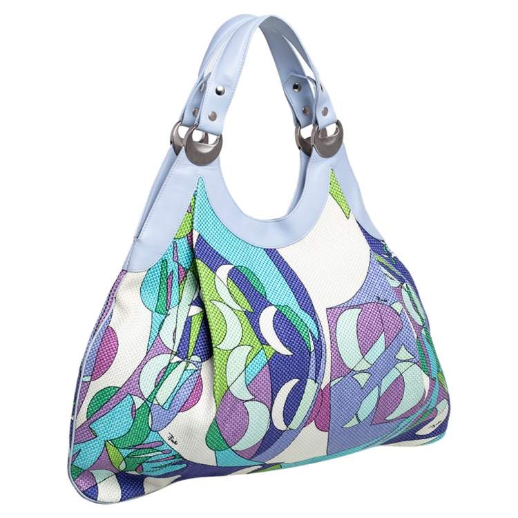 Pre Owned Emilio Pucci Multicolor Printed Fabric and Leather Hobo